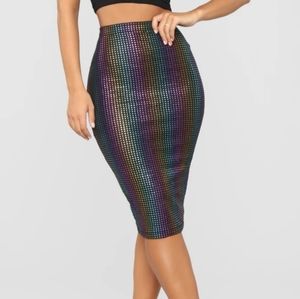 Fashion Nova Multicolor Midi Skirt